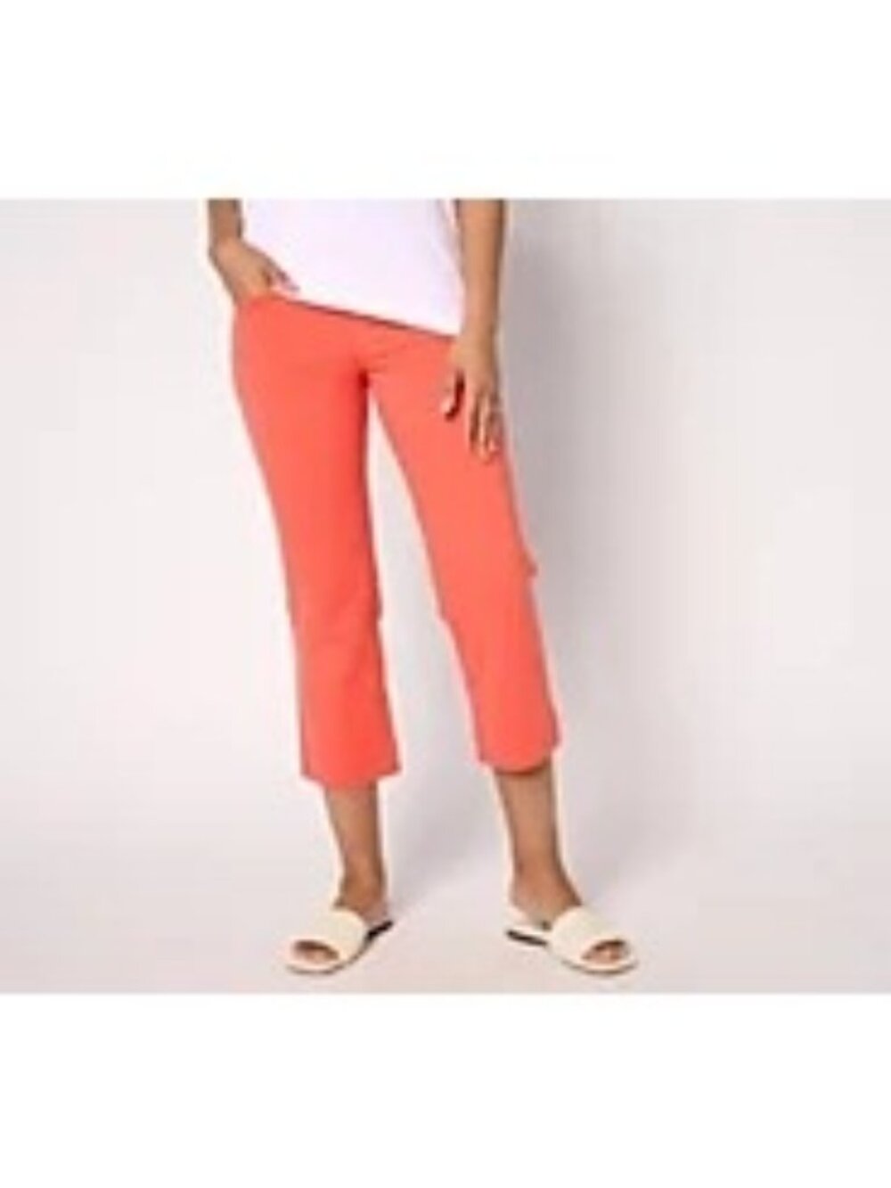 Belle By Kim Gravel Tall Ponte Wide Hem Resort Crop Pants Coral Size 16